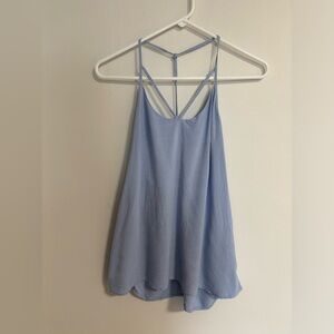 light blue linen strappy flowy tank